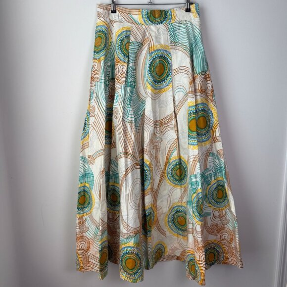 Francis + Benedict Skirt NWOT Shine Maxi 100% Cotton African Wax Print Sz M - Picture 3 of 9